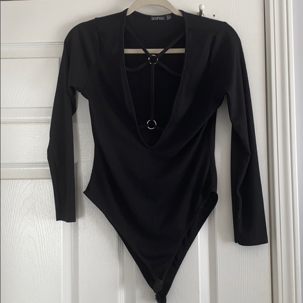 Black low cut body suit